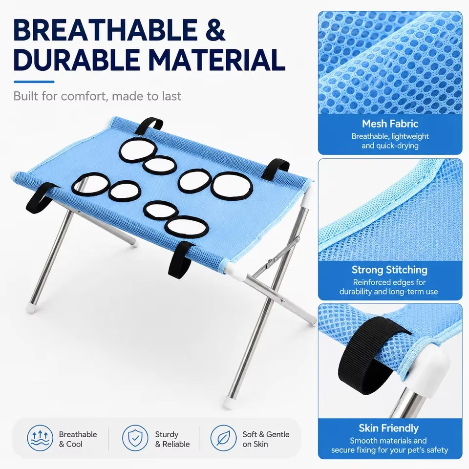 Pet Grooming Cloth Hammock Stand Foldable Dog Cat Nail Clipping Harness Portable Breathable Mesh Grooming Care Tool